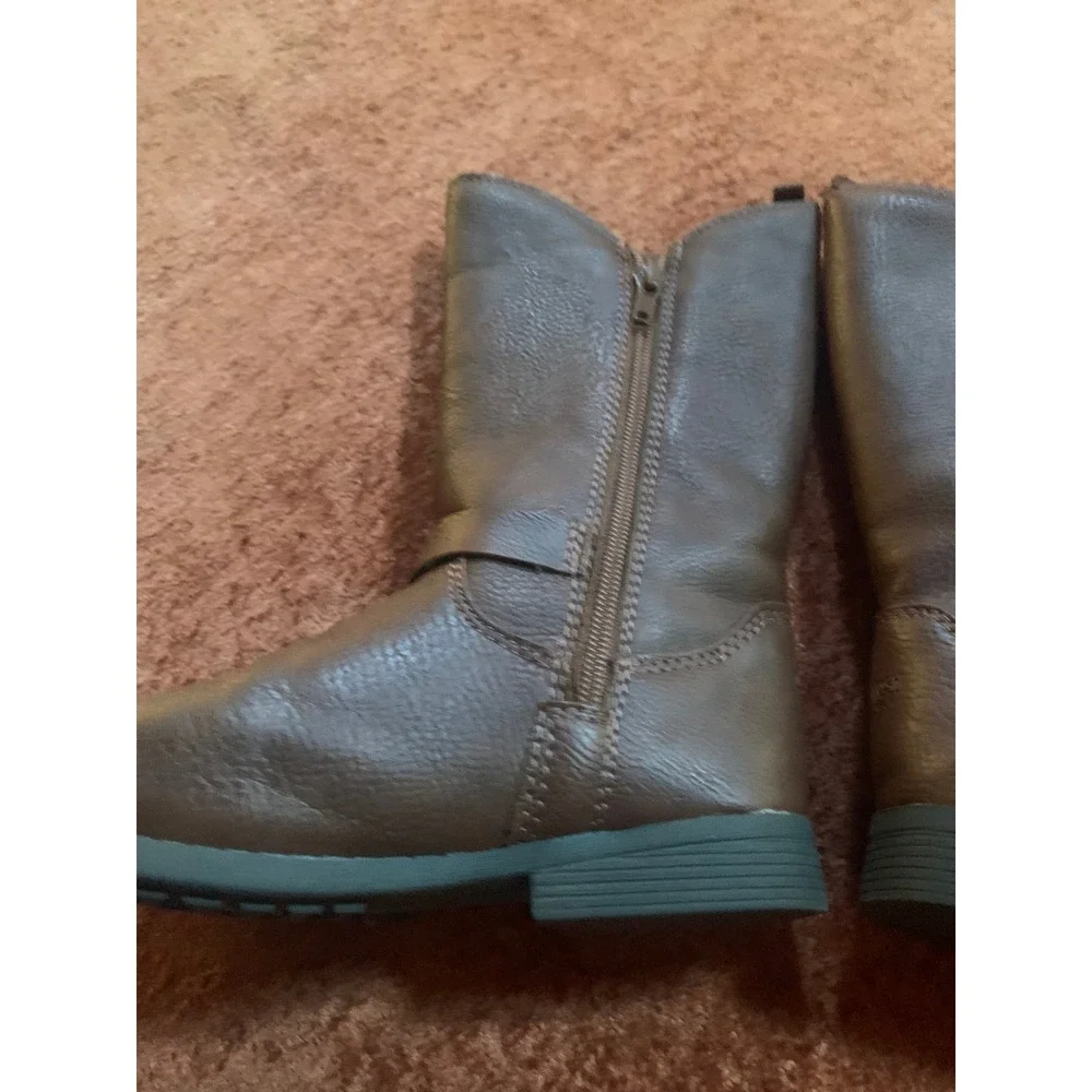 OshKosh Bgosh Lumi Brown Faux Leather Tall Buckle Boots Kids Size 12M OF20S08B